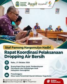 STAF PAMONG HARGOMULYO IKUTI RAPAT KOORDINASI PELAKSANAAN DROPPING AIR BERSIH